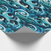 Oceanische Totempolen & Veer Golfontwerp Cadeaupapier (Hoek)