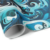 Oceanische Totempolen & Veer Golfontwerp Cadeaupapier (Rol Hoek)