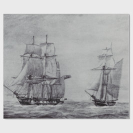 Oceanische Trek Grafische Schepen Fijne Kunst Cadeaupapier