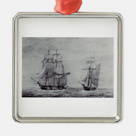 Oceanische Trek Grafische Schepen Fijne Kunst Metalen Ornament