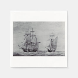 Oceanische Trek Grafische Schepen Fijne Kunst Servet