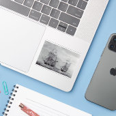 Oceanische Trek Grafische Schepen Fijne Kunst Sticker (Laptop met iPhone)