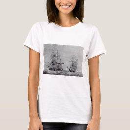 Oceanische Trek Grafische Schepen Fijne Kunst T-shirt