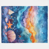 "Oceanische Waterverf Serenade" Fleece Deken (Voorkant (Horizontaal))