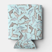 Oceanische Waterverf Vissen in Blauw Zwart Wit Gri Blikjeskoeler (Achterkant)