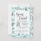 Oceanische Waterverf Vissen in Blauwe Zwarte Grijs Kaart (Voorkant)