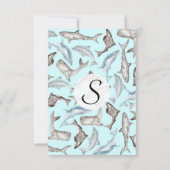 Oceanische Waterverf Vissen in Blauwe Zwarte Grijs Kaart (Achterkant)