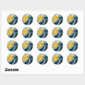 oceanische wervelwind ronde sticker (Vel)