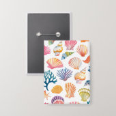 OceanModern Tropical Plant Print – Pink and Green Button (Voorkant / Achterkant)