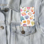 OceanModern Tropical Plant Print – Pink and Green Button (Insitu)