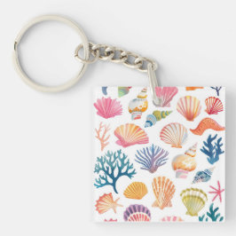 OceanModern Tropical Plant Print – Pink and Green  Sleutelhanger