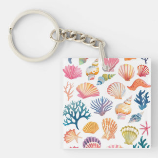 OceanModern Tropical Plant Print – Pink and Green Sleutelhanger