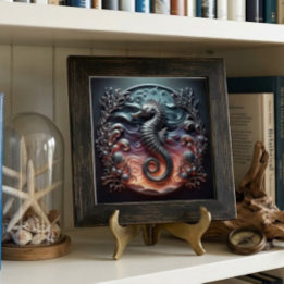 Oceanrif & 3D Zeepaardje Nepmetaal Tegeltje