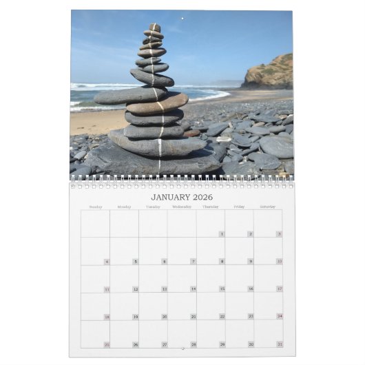 Oceans 2024 Landart Calendar Piebbles strandkunst Kalender (Jan 2026)