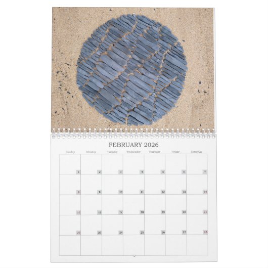 Oceans 2024 Landart Calendar Piebbles strandkunst Kalender (Feb 2026)