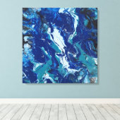 Ocean's Blue op een 24x24 Canvas Acrylacryl Abstra (Insitu (Houten vloer))