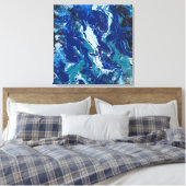 Ocean's Blue op een 24x24 Canvas Acrylacryl Abstra Afdruk (Insitu (Slaapkamer))
