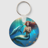Ocean's Dance: een zeemeermin en dolfijnen reis Sleutelhanger (Achterkant)