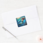 Ocean's Dance: een zeemeermin en dolfijnen reis Vierkante Sticker (Envelop)