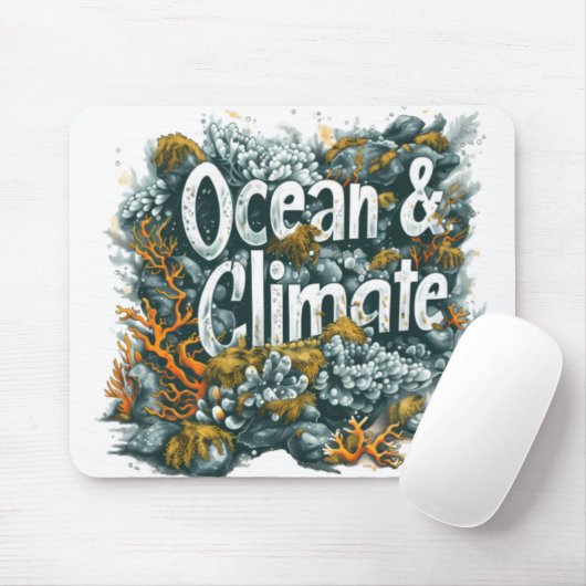 Oceans Day - Oceaan en klimaat Tekst met koraal Muismat (Met muis)