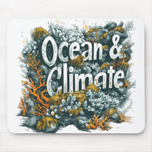 Oceans Day - Oceaan en klimaat Tekst met koraal Muismat (Voorkant)