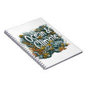 Oceans Day - Oceaan en klimaat Tekst met koraal Notitieboek (Rechterzijde)