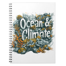 Oceans Day - Oceaan en klimaat Tekst met koraal Notitieboek