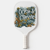 Oceans Day - Oceaan en klimaat Tekst met koraal Pickleball Paddle (Voorkant)