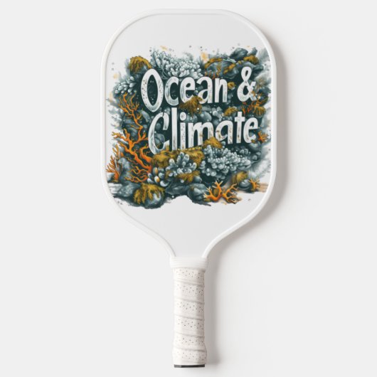Oceans Day - Oceaan en klimaat Tekst met koraal Pickleball Paddle (Voorkant)