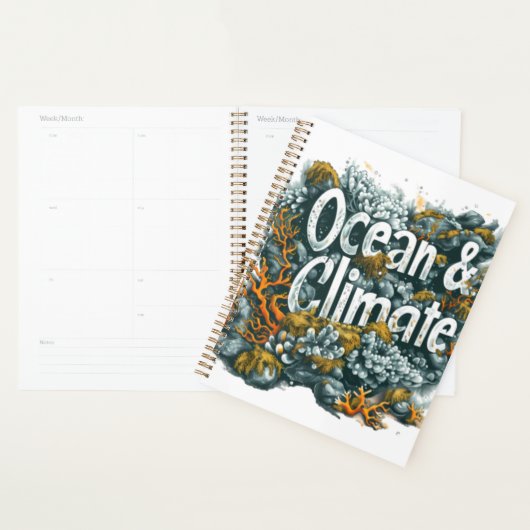 Oceans Day - Oceaan en klimaat Tekst met koraal Planner (Display)