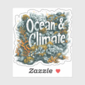 Oceans Day - Oceaan en klimaat Tekst met koraal Sticker (Vel)