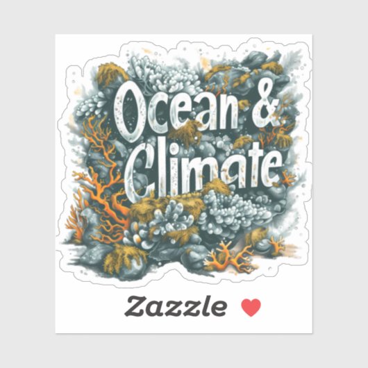 Oceans Day - Oceaan en klimaat Tekst met koraal Sticker (Vel)