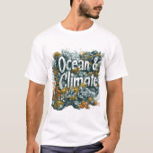 Oceans Day - Oceaan en klimaat Tekst met koraal T-shirt (Voorkant)