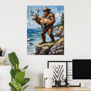 Ocean's Edge: de beschermende houding van Bigfoot Poster