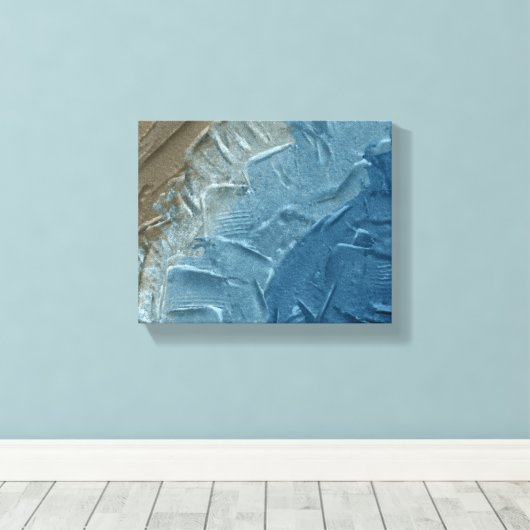 Ocean's Edge: een digitaal schilderij van rust Canvas Afdruk (Insitu (Houten vloer))