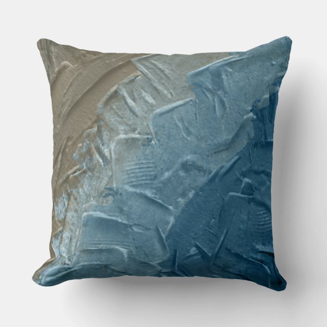 Ocean's Edge: een digitaal schilderij van rust Kussen (Voorkant)