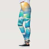 Ocean's Embrace: Wave Art Leggings (Links)