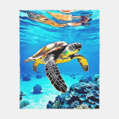 Ocean's Embrace: Zee Turtle's Journey Fleece Deken (Voorkant)