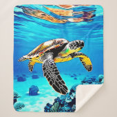 Ocean's Embrace: Zee Turtle's Journey Sherpa Deken (Voorkant)