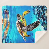 Ocean's Embrace: Zee Turtle's Journey Sherpa Deken (Voorkant (horizontaal))