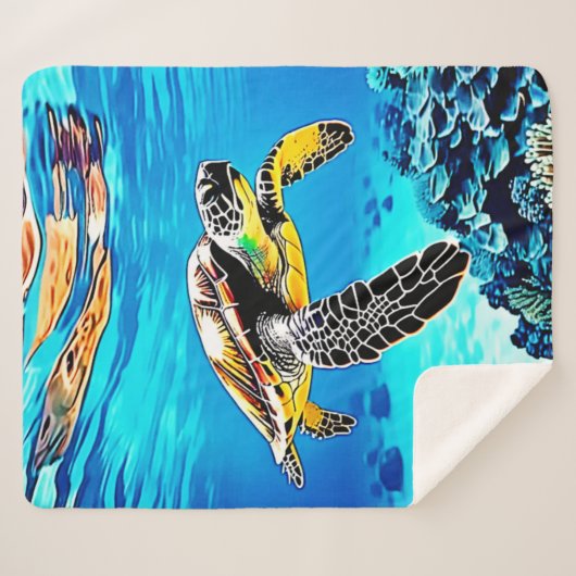 Ocean's Embrace: Zee Turtle's Journey Sherpa Deken (Voorkant (horizontaal))