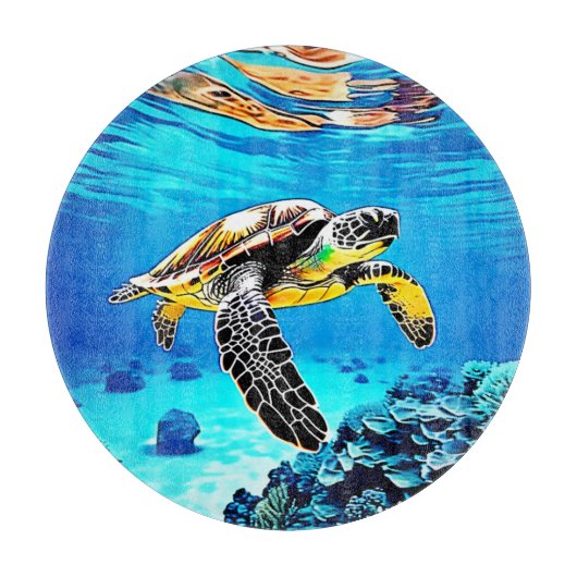 Ocean's Embrace: Zee Turtle's Journey Snijplank (Voorkant)