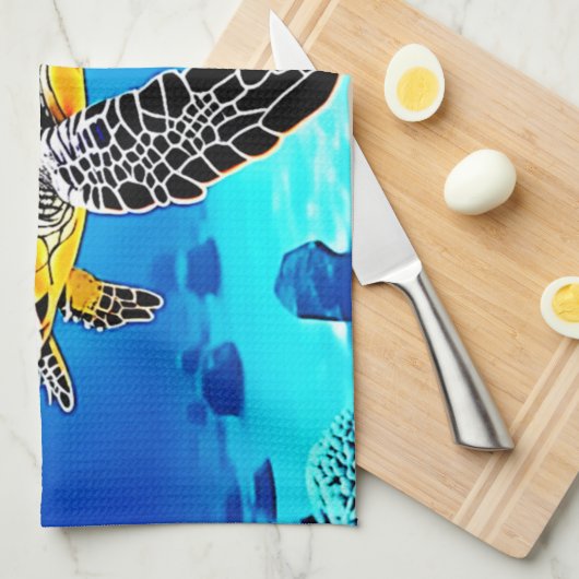 Ocean's Embrace: Zee Turtle's Journey Theedoek (Quarter Fold)