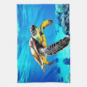 Ocean's Embrace: Zee Turtle's Journey Theedoek (Verticaal)