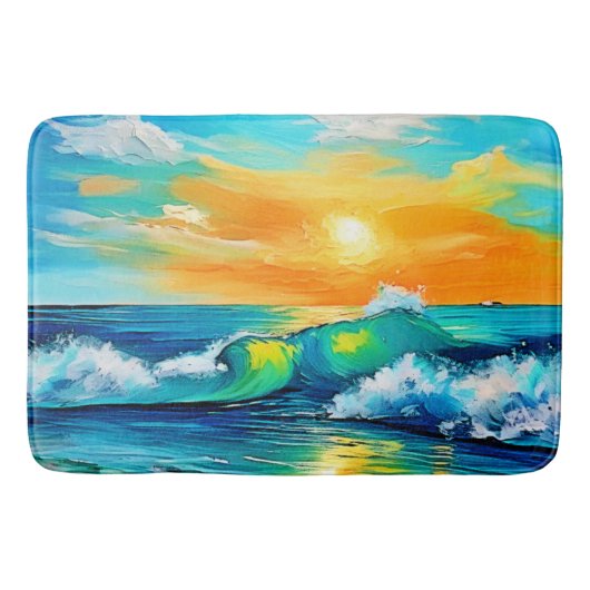 Ocean's Kiss: Sunset Waves Badmat (Voorkant)
