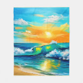 Ocean's Kiss: Sunset Waves Fleece Deken (Voorkant)