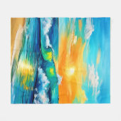 Ocean's Kiss: Sunset Waves Fleece Deken (Voorkant (Horizontaal))