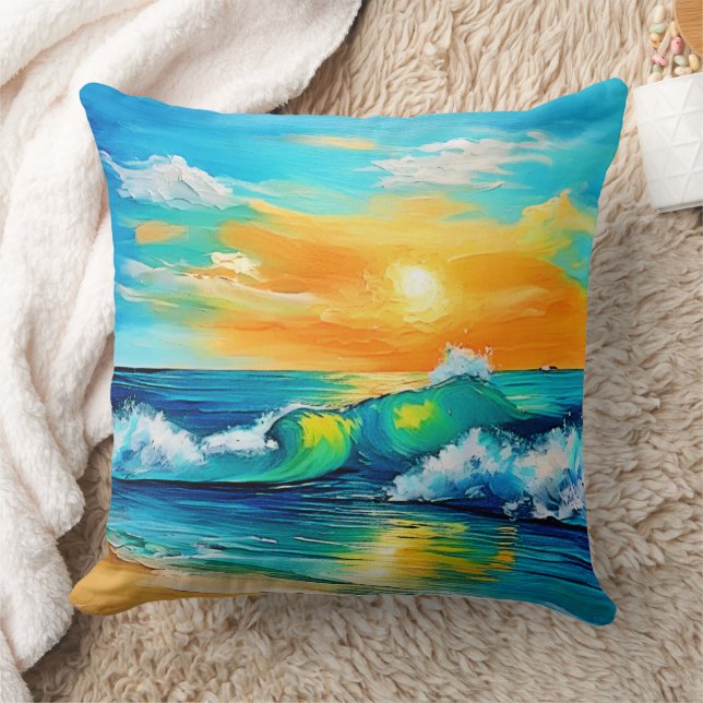Ocean's Kiss: Sunset Waves Kussen (Deken)
