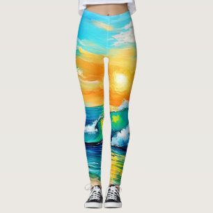 Ocean's Kiss: Sunset Waves Leggings