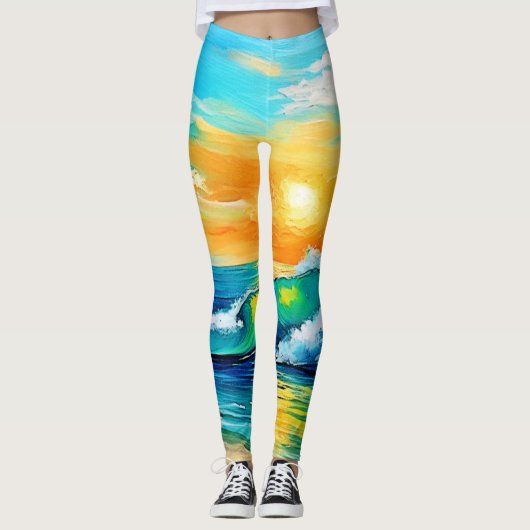 Ocean's Kiss: Sunset Waves Leggings (Voorkant)